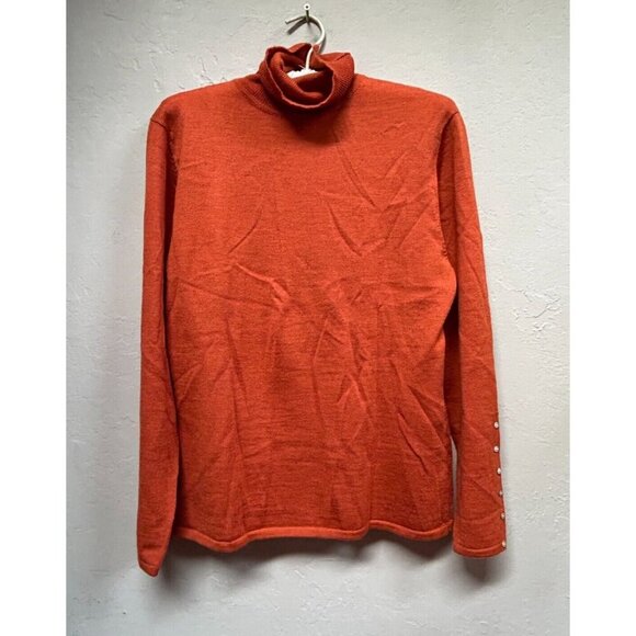 Pursuits. ltd Fine Italian Merino Wool Turtleneck Sweater Womens Small Orange - Picture 1 of 10